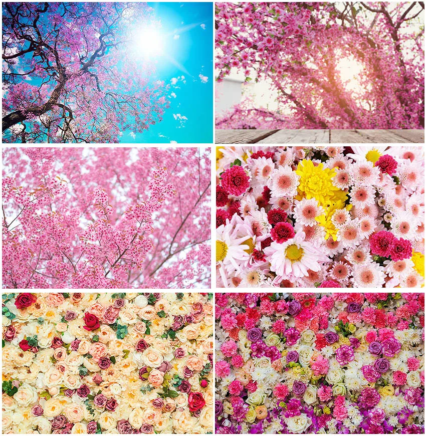 

Colorful Flowers Spring Scenic Natural Portrait Backdrops Photographic Floral Blossoming Sunshine Rustic Birthday Backgrounds