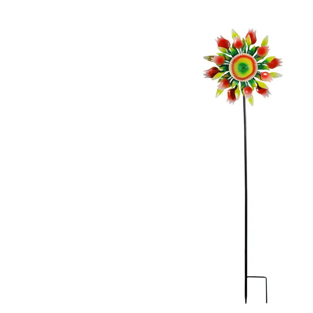 Iron Sunflower Wind Spinner Garden Art Outdoor Decoration Yard Patio Lawn Ornament Ground Insert Wall Hanging
