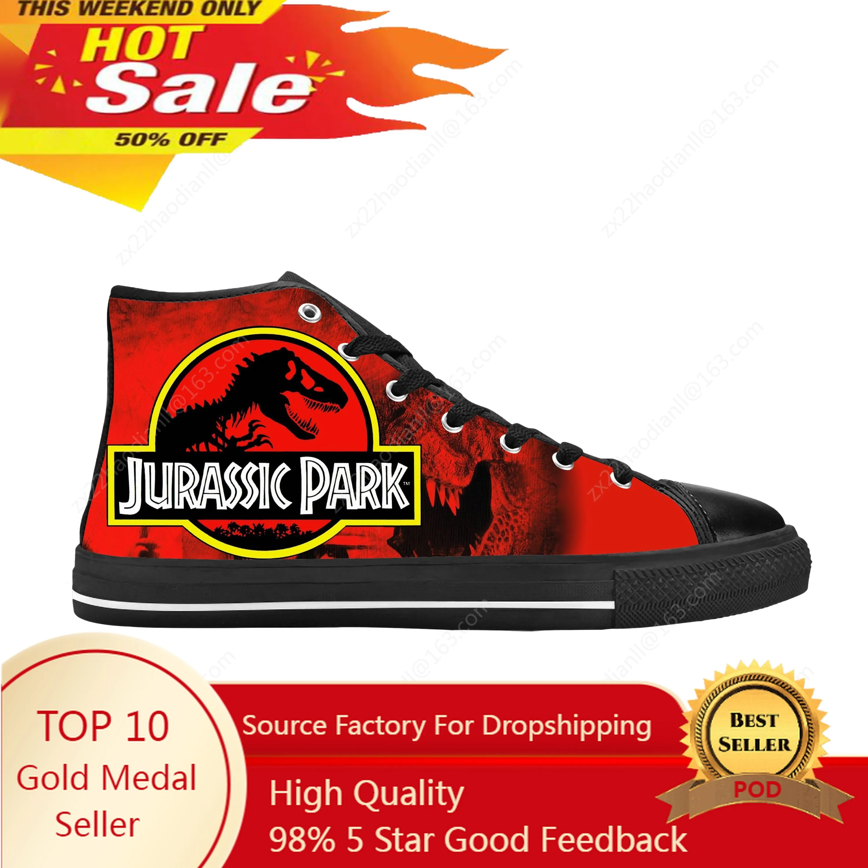 

Jurassic Park World Dinosaur Anime Cartoon Manga Casual Cloth Shoes High Top Comfortable Breathable 3D Print Men Women Sneakers