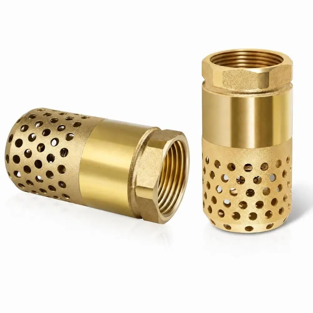 Debris Filtering Brass Body Foot Valve Female Thread Hollow Perforated Check Valve Thickened Suction Valve Water Suction System