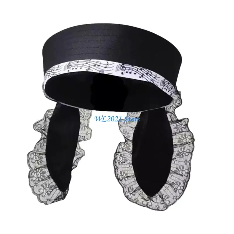 

G5GC Sailors with Lace Rabbit Ears Painter Hat British Cabbie Hat for Autumn Winter Fashion Hat for Daily Wear