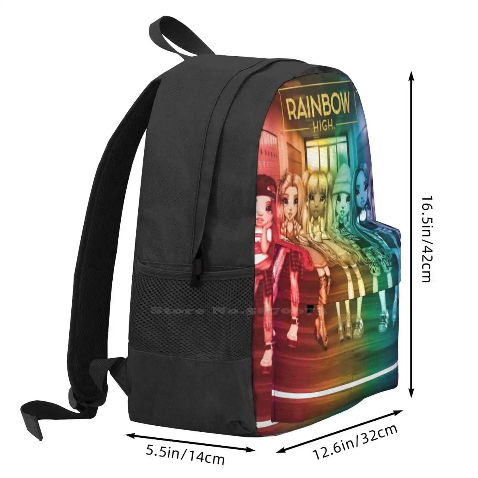 Rainbow High Group Artwork Large Capacity School Backpack Laptop Bags Rainbow High Group Rainbowhigh Violetwillow Rubyanderson