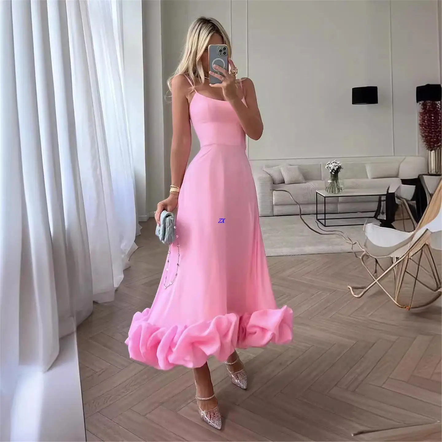 Vestido de Noche E con Hombros Descubiertos y Falda Floral de Cintura Alta para Mujer, Colección 2023, Moda Urbana de ...