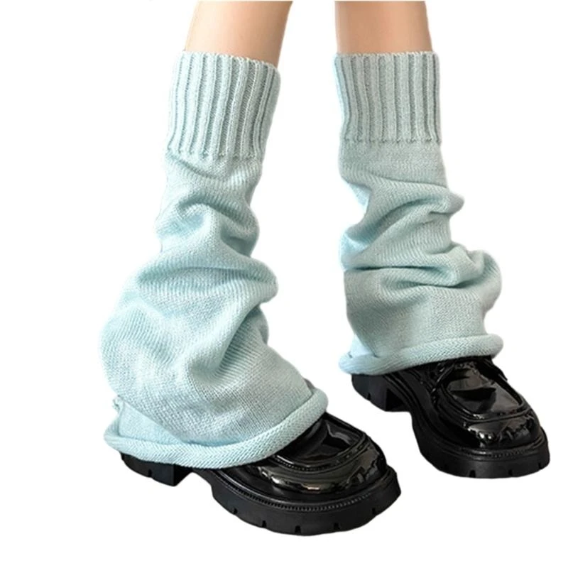 

Girls Lolitas Leg Warmers Y2K Knitted Flared Leg Sleeves Goth Crochet Baggy Cuffs Ankle Heap Socks JK Uniform Foot Cover
