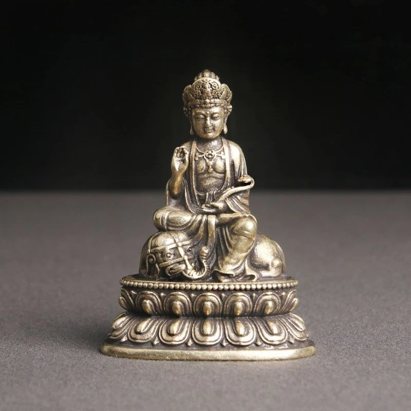 

2.5inch Old Copper Samantabhadra Buddha Statue Home Decor Accessories Small Ornaments Brass