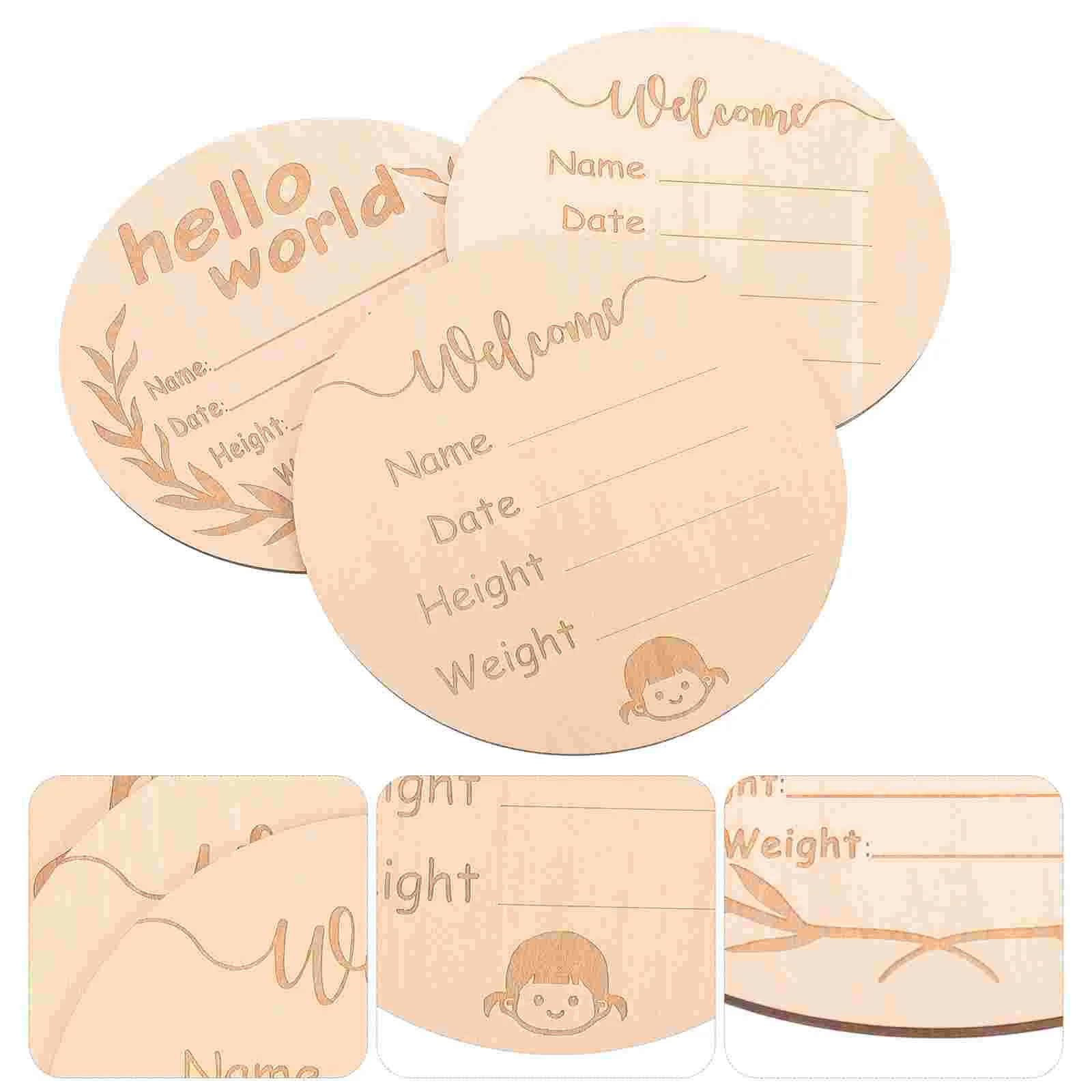 3 Pcs A Month Baby Birth Wooden Sign Signs Infant Milestone Cards Newborn Announcement for Hospital Months