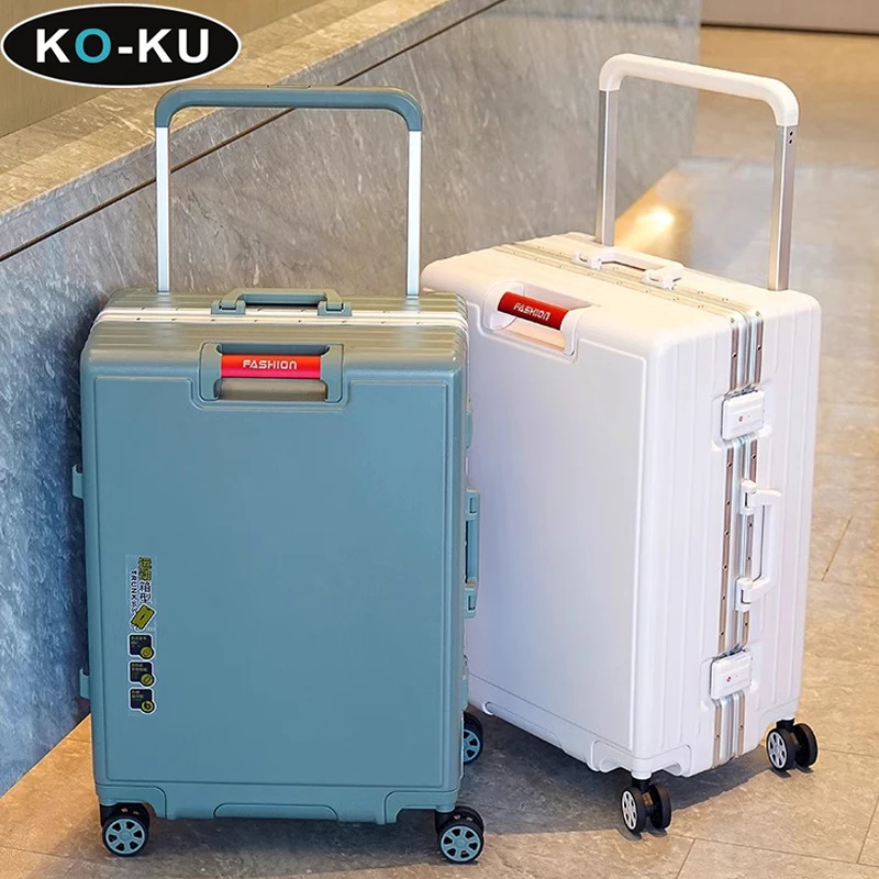 KO-KU Luggage Female New Large capacity Wide Trolley Suitcase Male Students 20/22/24/26 Inch Universal Wheel Aluminium Frame Box