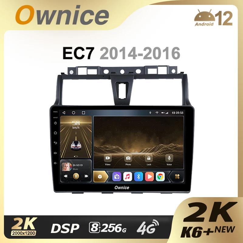 Ownice K6+ 2K for GEELY EC7 2014 - 2016  Android 12 Car Multimedia Radio with 8 Core A75*2+A55*6 Support External Microphone