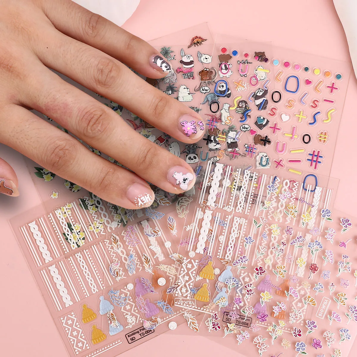 

1 new flower French nail art sticker 5D relief small clear nail art supplies small floral nail art sticker