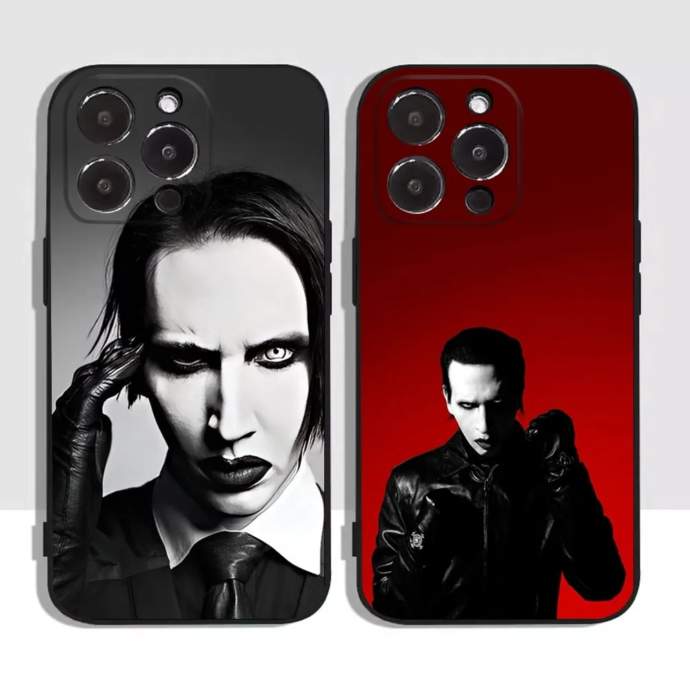 

Singer M-Marilyn Manson Phone Case For iPhone 16,15,14,13,12,11,Plus,Pro Max,XS,X,XR,SE,Mini,8,7 Soft Silicone Black Cover