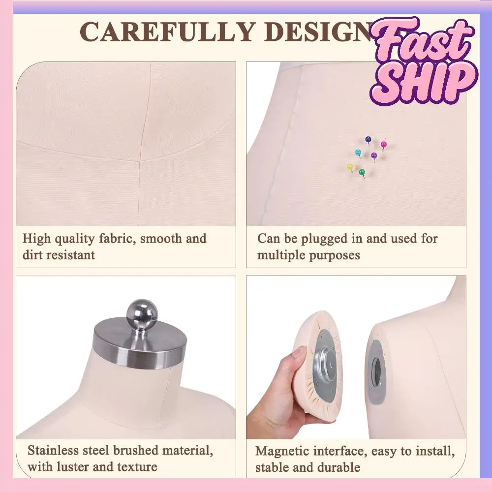 

Female Half Body Sewing Mannequin Foam Body Height Adjustable Mannequin Display Stand with Metal Stand for Retail Boutique Store