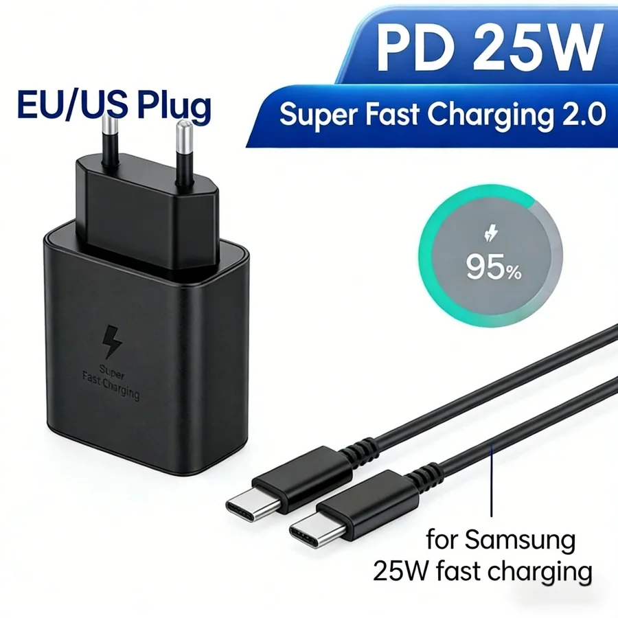 Original 6A 1M Type C Cable for Samsung 25W Super Fast Charging Galaxy S24FE S24Ultra S23 S22 Flip Fold 3 4 5 6 A06 A16 A15 A35