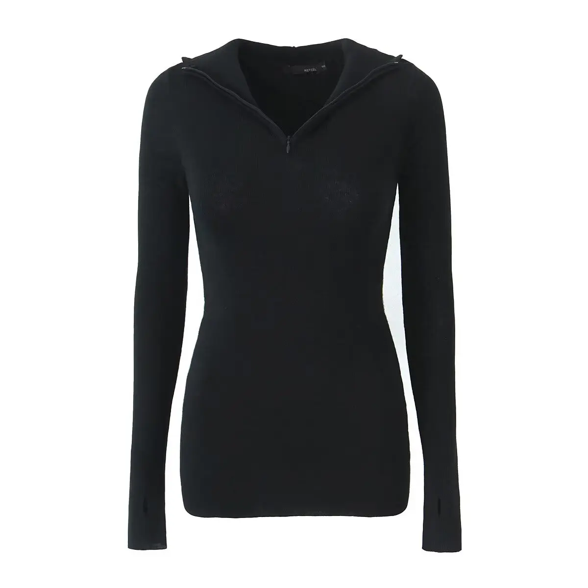 

ZBZA Spring New Faionable Design Turn-down Collar Sweater Women's Slim Fit Long Sve Coolmax Fiber Color Hooded Kni...