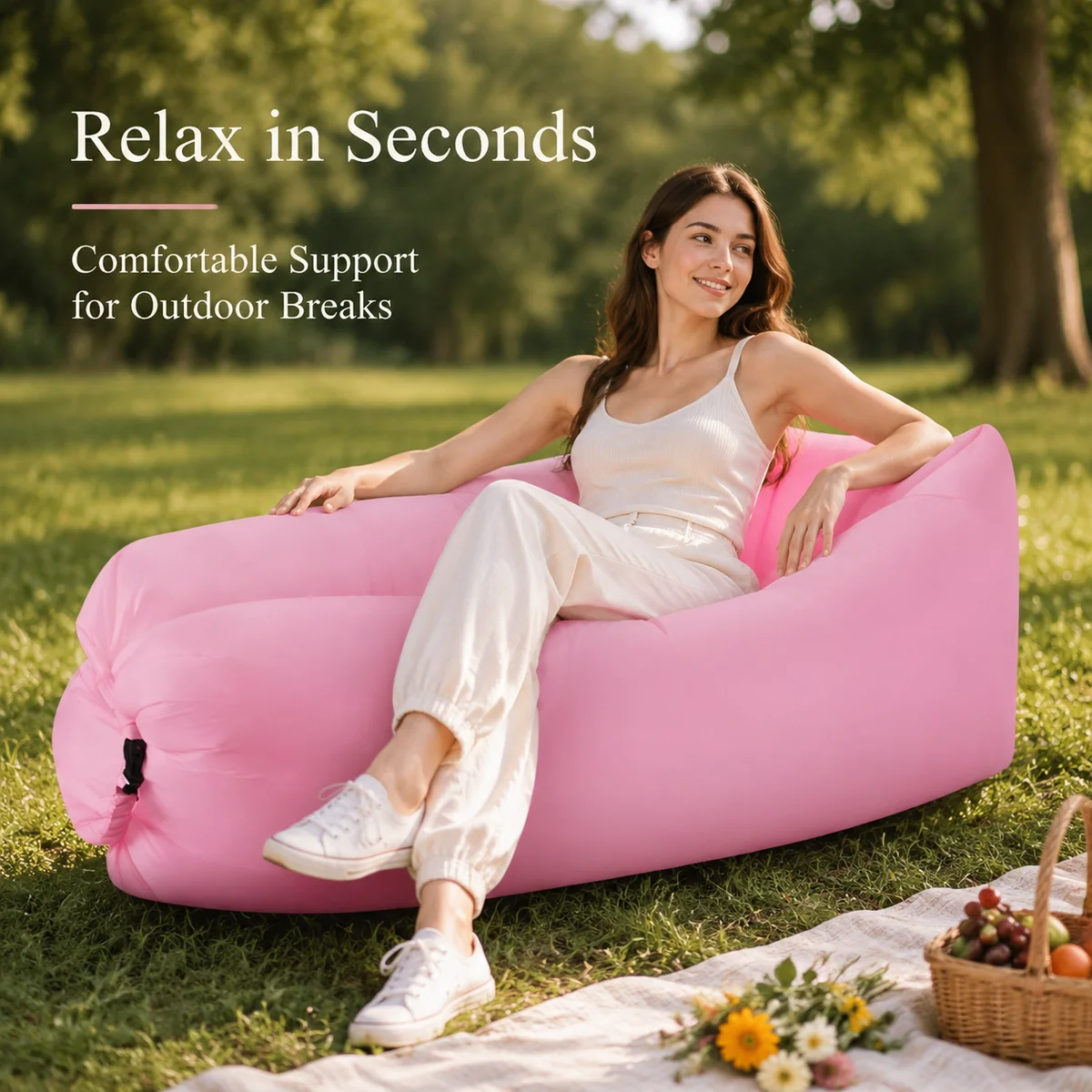 Selected Air Sofa, Single Lounge Chair, Portable Camping, Lunch Break, Music Festival Sofa, Outdoor Lazy Sofa image 2