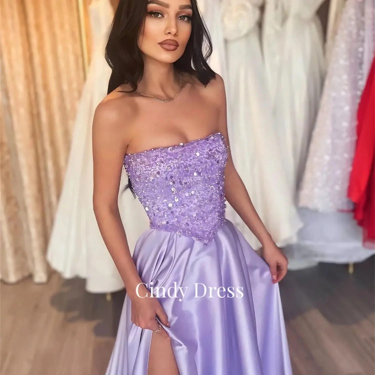 

Cindy Purple Sequin Mermaid Dresses Gala Long Party Graduation Dress Woman 2023 Evening Luxury Prom Suitable Request Women Gown