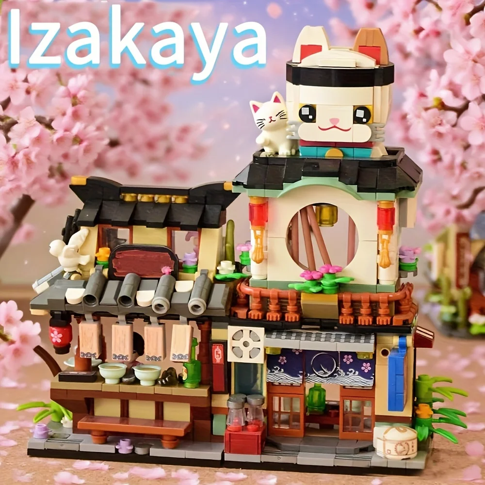 Creative Izakaya Street Scene House Modular Building Blocks MOC Creative DIY Mini Blocks Building Model for Gifts