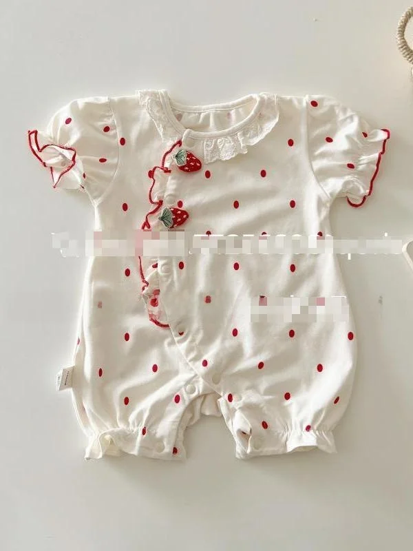 Summer Thin Cotton Rer for Baby Girls ort Sve Newborn Tee-Point Clothes Cling Suit 00 Days Clothes Baby Girl Ou...