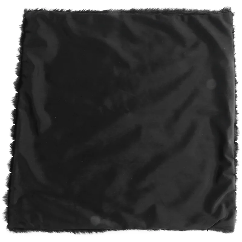 PBフェイクファーぬいぐるみブラックスローピローカバー、ふわふわストライプ枕カバー、クッションカバー、18 x 18インチ、装飾ソファ、カウチ、寝室用、B Dura