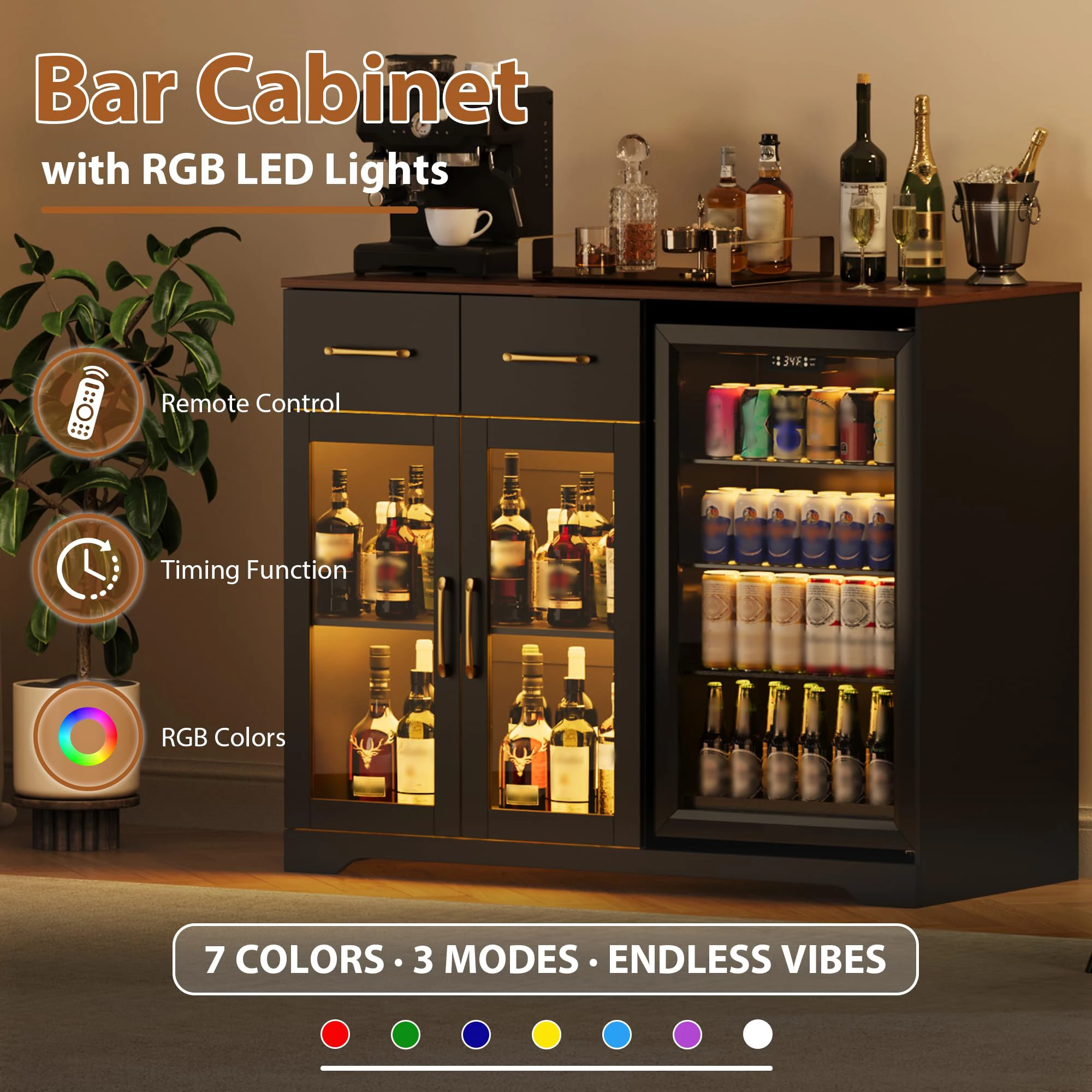Coffee Bar Cabinet With Mini F - Home Bar And Fridge 评论和价格