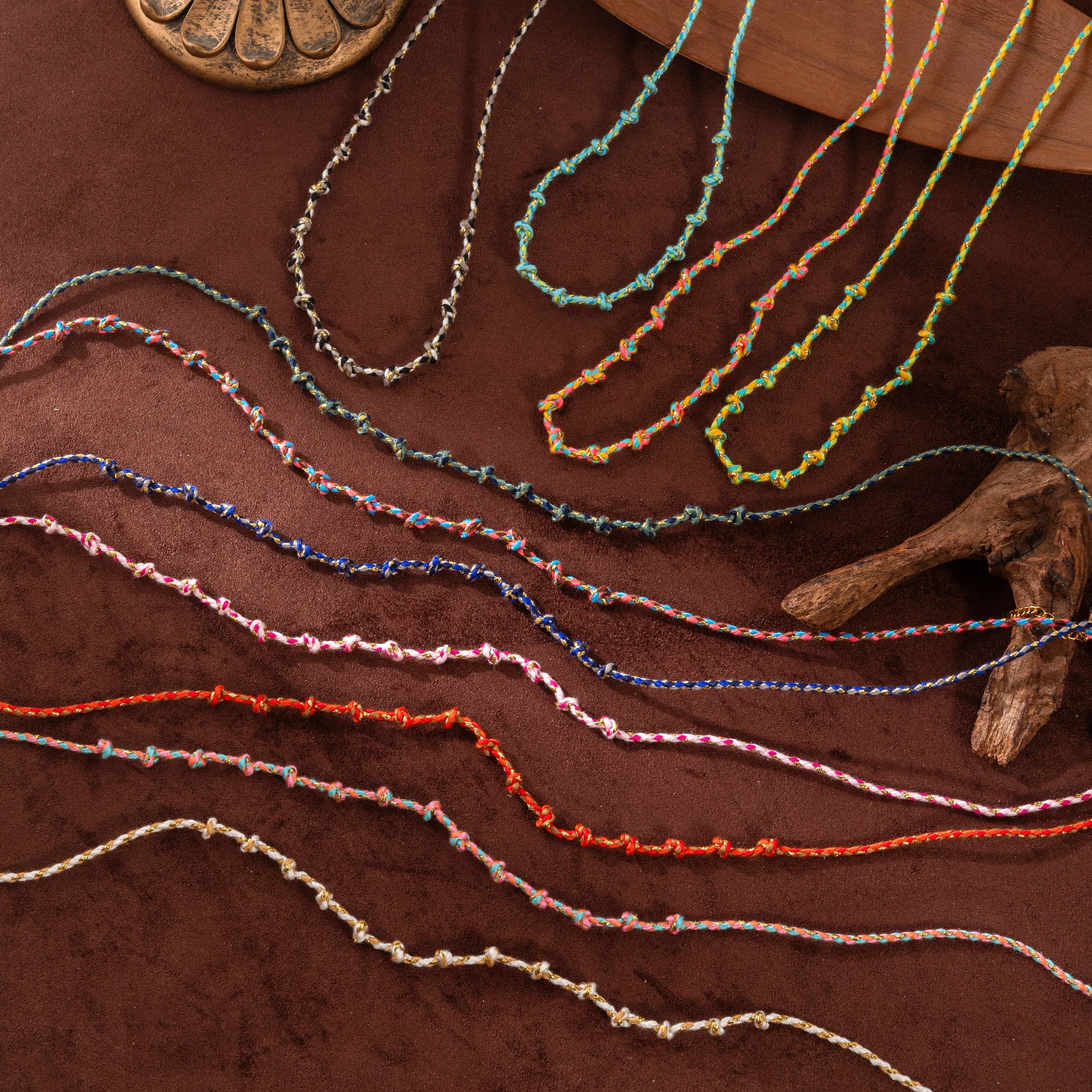 

Personalized DIY knotting rope chain can be paired with elephant lotus feather pendant necklace
