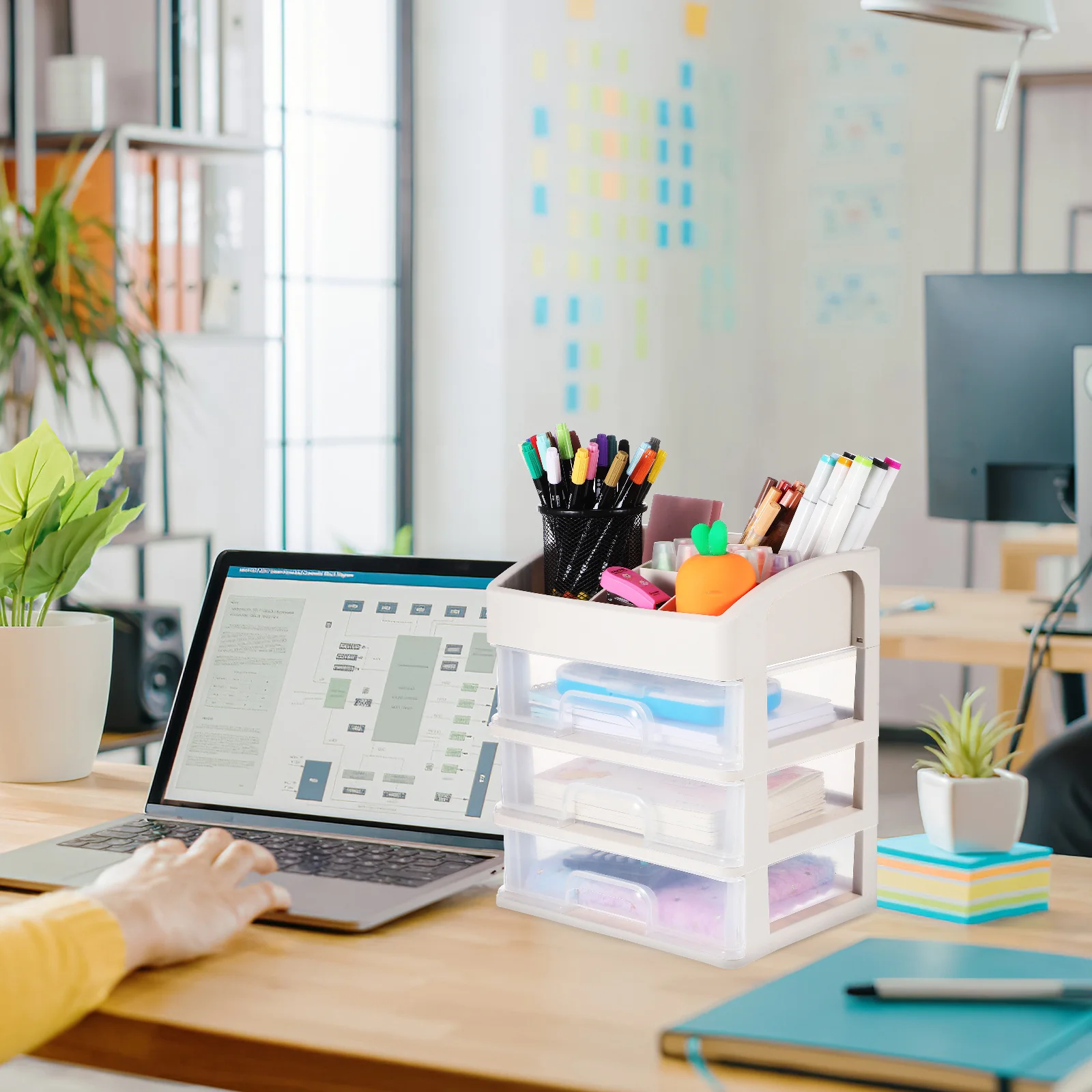 

Three Layer Desk Organizer Desktop Drawer Style Storage Box Large Capacity Office Desktop Storage Holder Stationery Makeup