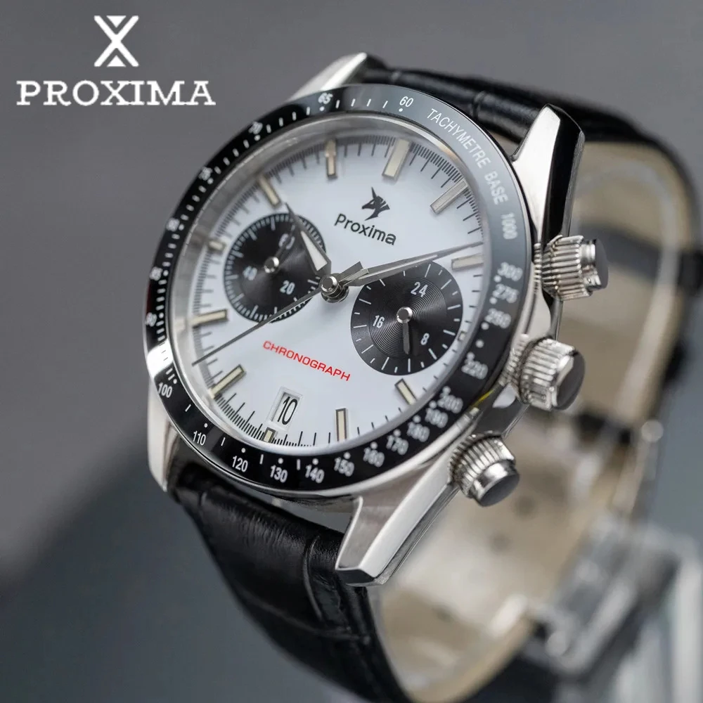 Proxima nuovo Design Panda orologio al quarzo da uomo 40mm lunetta in ceramica Business orologi impermeabili cronografo da uomo VK64 Reloj Hombre