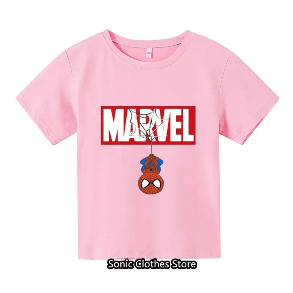 Spiderman Cartoon Boys and Girls 3-14 Year Old Children\'s Printed T-shirt Children\'s Summer Short Sleeved Fashion T-shirt Top