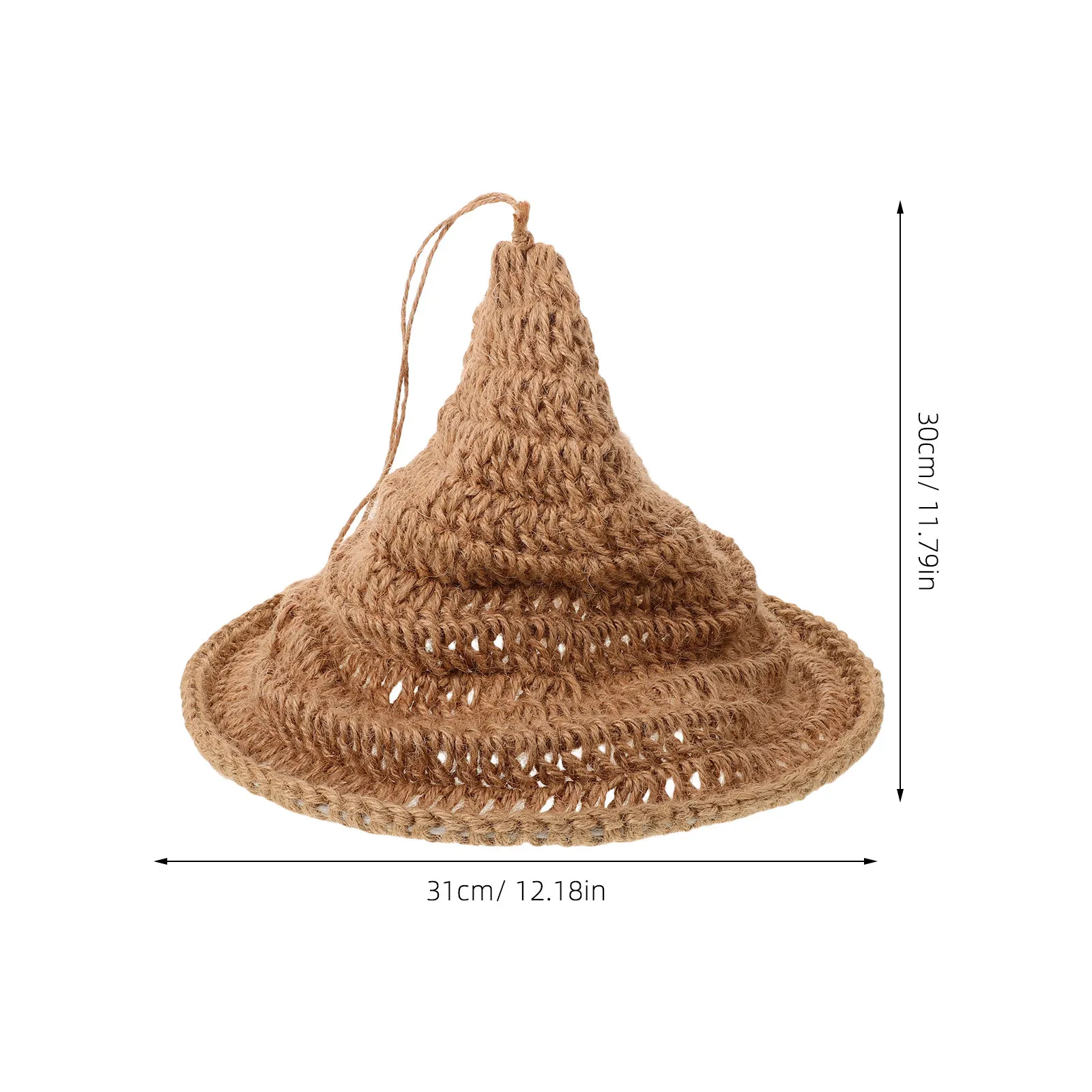 Natural Jute Rope Handwoven Pendant Lamp Shade Creative Wizard Hat Design Woven Light Fixture for Living Room Cafe Restaurant
