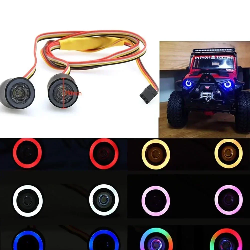 

RC Part LED Light Kit Headlights Angel Eyes with 12 Modes for Traxxas TRX-4 Axial SCX10 RC4WD 1/10 RC Crawler Car Accessories