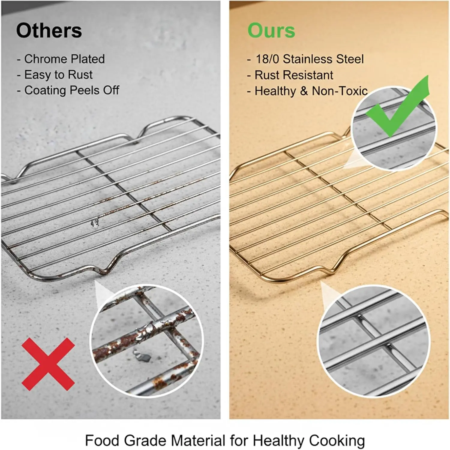 cobee1 Pc Cooling Rack For Baking, Roasting Rack Stainless Steel Wire Racks Cooling With 4 Legs, 5.3 X 8.5 Inch Rectangle Cookin