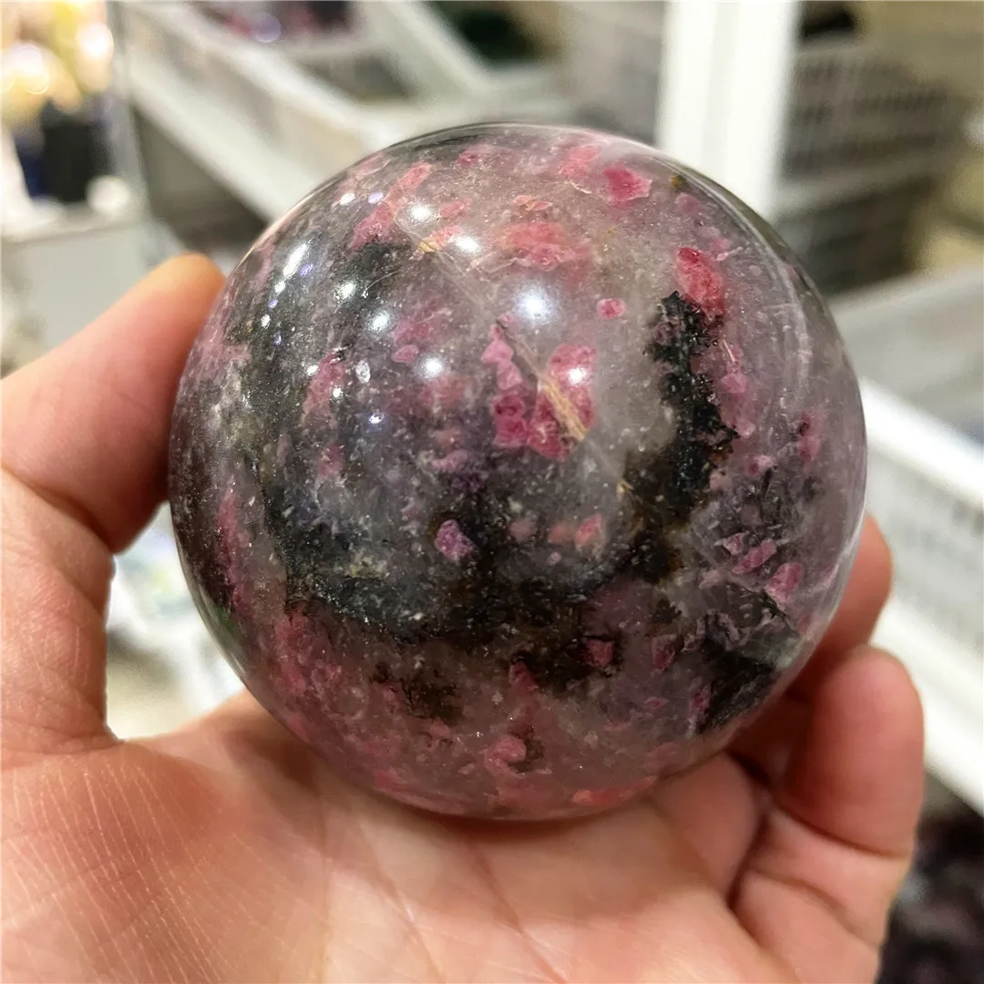 5-8cm Rain Of Cherry Blossom Crystals Natural Stone Rhodonite Quartz ball Rose Minerals Sphere Rare Gemstones New Supply