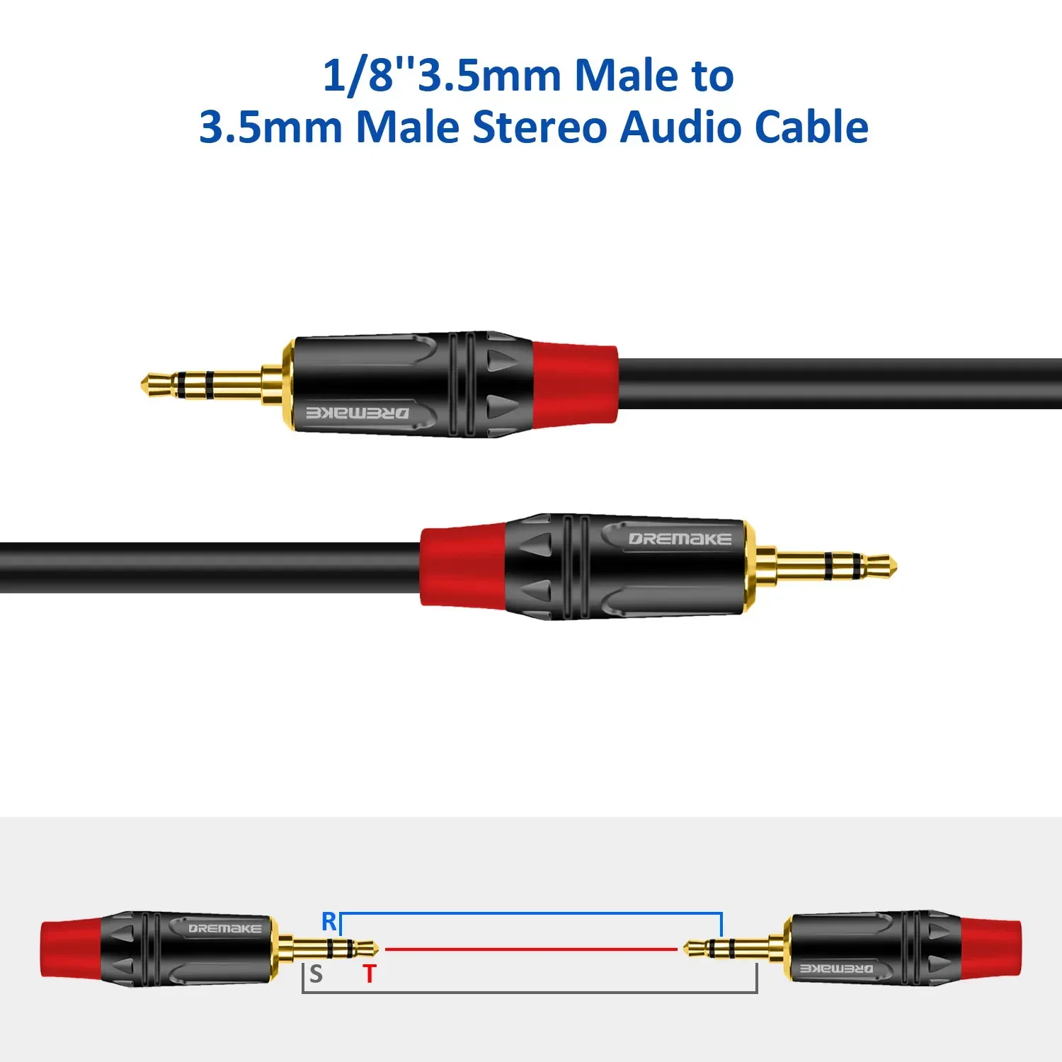 DREMAKE TRS 3.5mm kabel Audio dodatkowy Adapter wejściowy z męskiego na męskie przewód AUX do słuchawek głośnik samochodowy do domu stereo