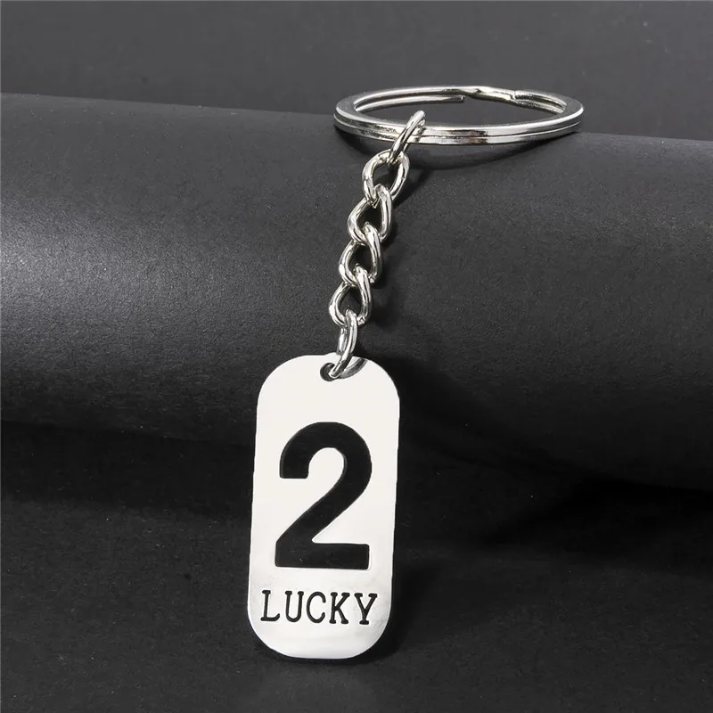 Lucky Number 0-9 Keychain Stainless Steel Numerals Pendant Metal
