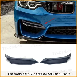 Dry Carbon Fiber Car Front Bumper Splitters For BMW F80 M3 F82 F83 M4 2014-2019 Front Upper Vent Splitter Fog Lamp Trim Cover