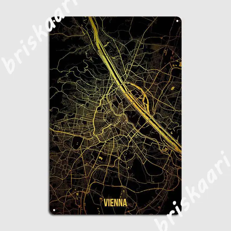 Vienna Gold Map Metal Sign Plaques Retro Pub Cave Pub Tin Sign Poster