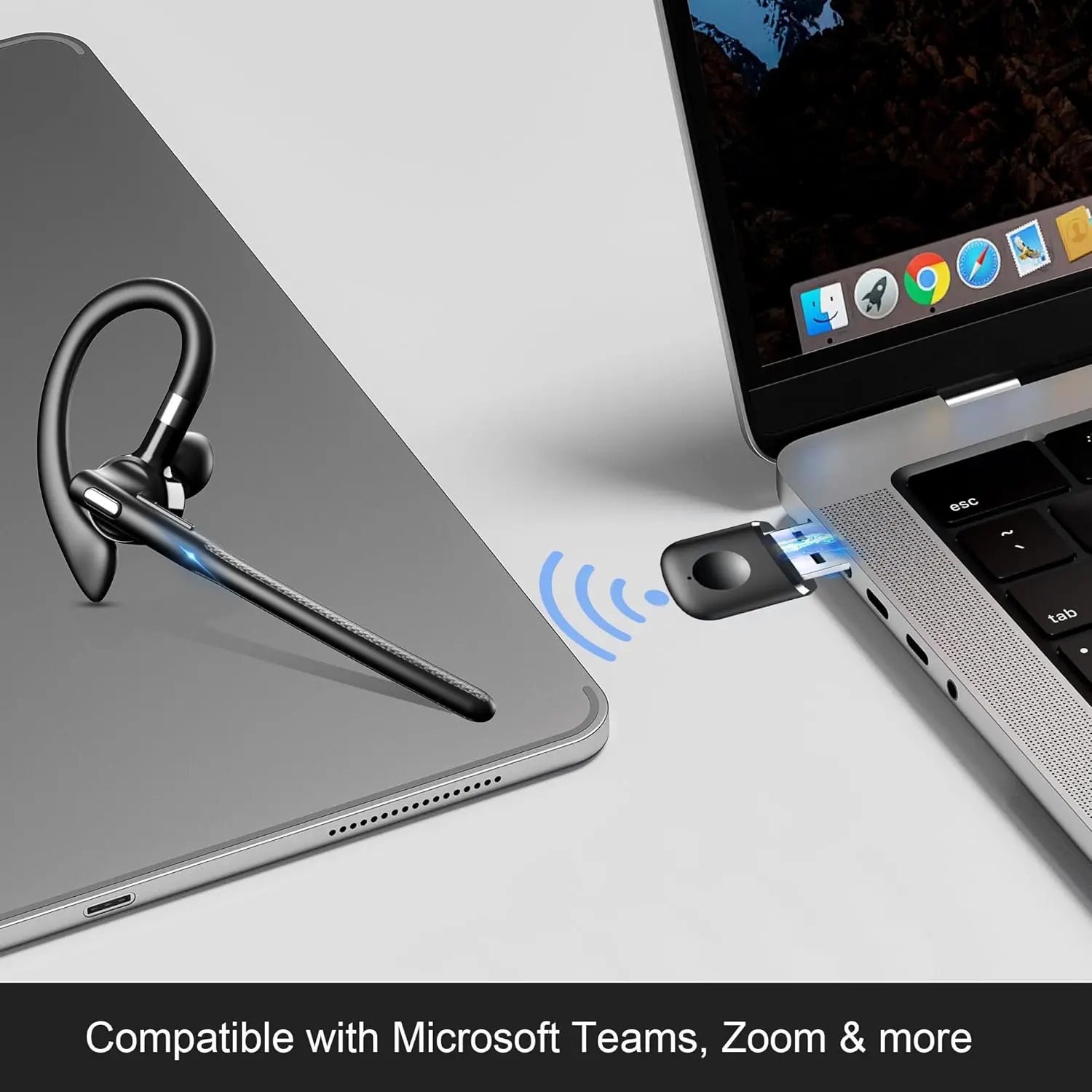 최신 블루투스 핸즈프리 이어폰 무선 비즈니스 헤드폰, 충전 박스가 있는 드라이버 용 마이크가 있는 소음 제거 헤드셋