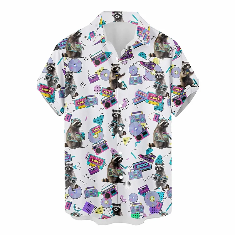 

Fashion Retro 80s 90s Men's Hawaiian Shirts 3D Print Short Sleeve Lapel Blouse Cool Outdoor Y2k Summer Button Top