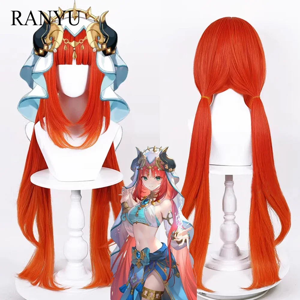 

RANYU Genshin Impact Nilou Wigs Synthetic Long Straight Orange Red Game Anime Cosplay Hair Wig For Daily Party