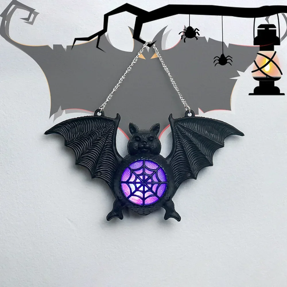 

1Pc Halloween Bat Lantern Decorative Props Garden Tree Room Wall Decoration Halloween Glowing Bat LED Night Light Hanging Lamp