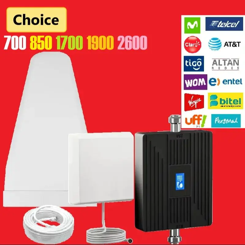 المكسيك كولومبيا بيرو 700 850 1700 1900 2600 AWS PCS B25 B2 B66 B4 B5 B7 B28 المحمول الخلوية مكبر صوت أحادي 4G مكرر