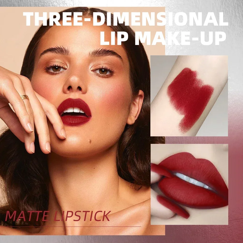 Matte Lipstick Nude Lipsticks Long Lasting Velve Red Tinted Waterproof Lip Stain Lipstick Balm Makeup 6 Colors For Women