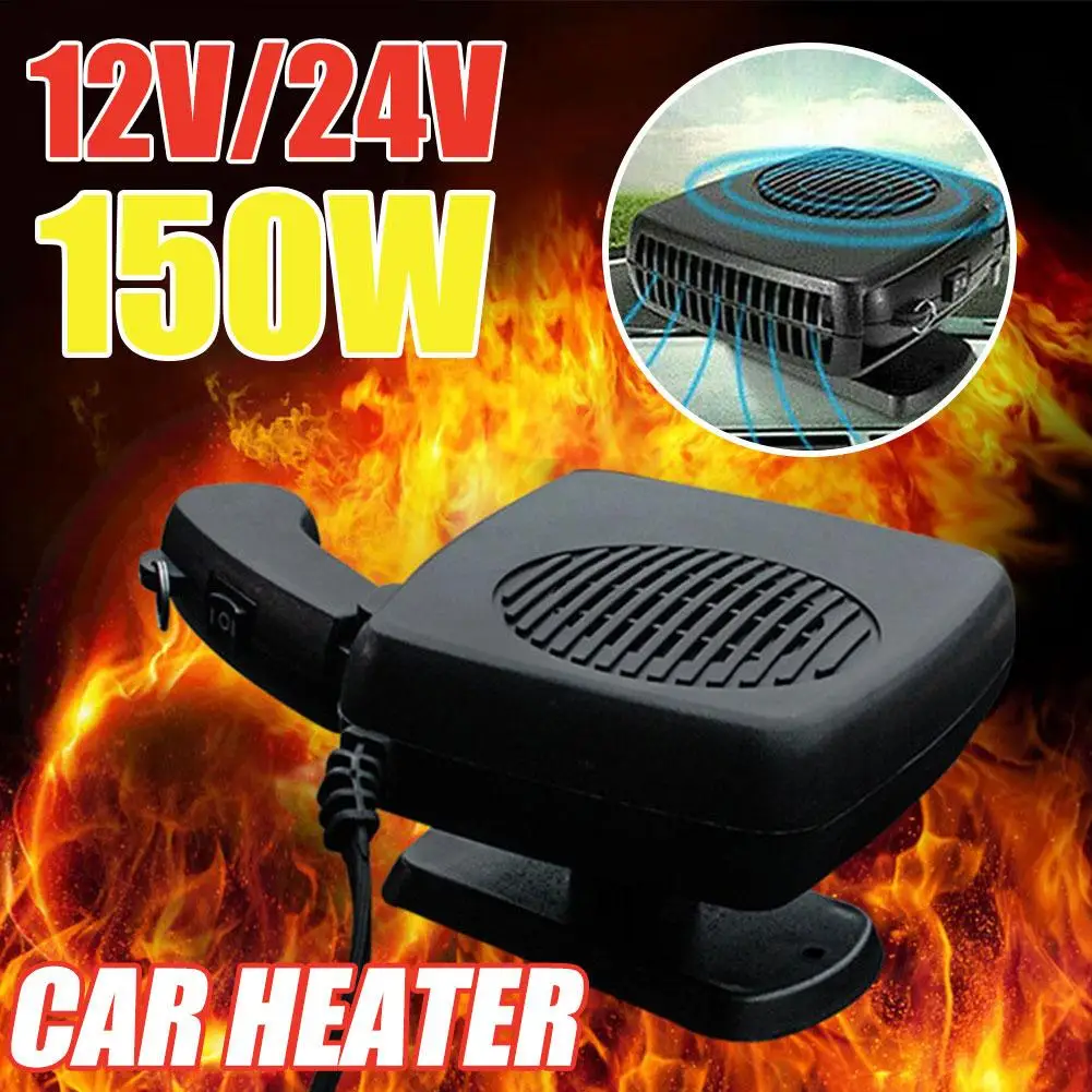 Calentador eléctrico portátil para coche, de 12V 2 en 1 dispositivo de calefacción/24V, 200W, desempañador de parabrisas, Descongelador para coches,