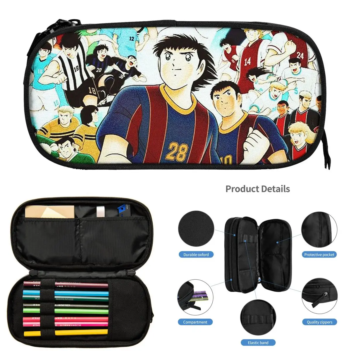 Япония Футбол Манга Капитан Цубаса Пеналы для студентов Подарки Коробка для ручек Сумка для карандашей Большая вместительная сумка для карандашей Держатель для ручек