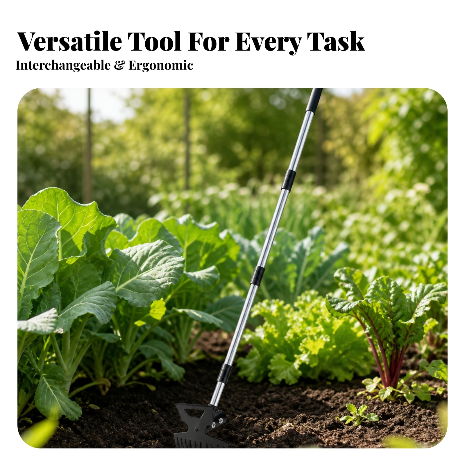 Garden Hoe and Rake 2-in-1 Weeder with Rake Long-Handle Weeder Multi-Purpose Weeding Tool Rust-Resistant for Gardeners
