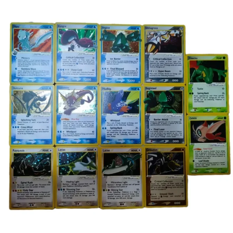 14pcs/set Pokemon Mew Vaporeon Latias Celebi Greninja Self Made Refraction Flash Card Anime Classics Game Collection Cards Toy