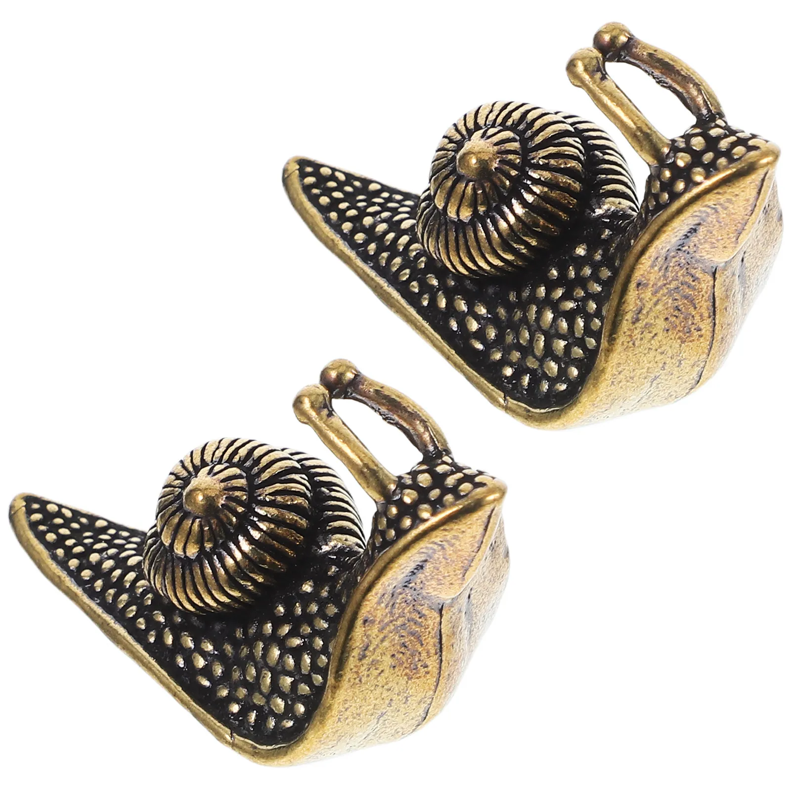 2Pcs Multi Function Brass Snail Tea Pet Decor Smooth Bottom Stable Placement Chic Finish Home Office Tea Accessories