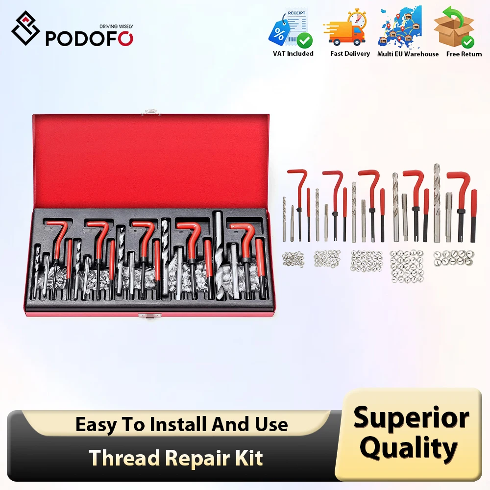 Hazet Podofo 131pcs Thread Repair Tool Metric M5 M6 M8 M10 M12 for Restoring