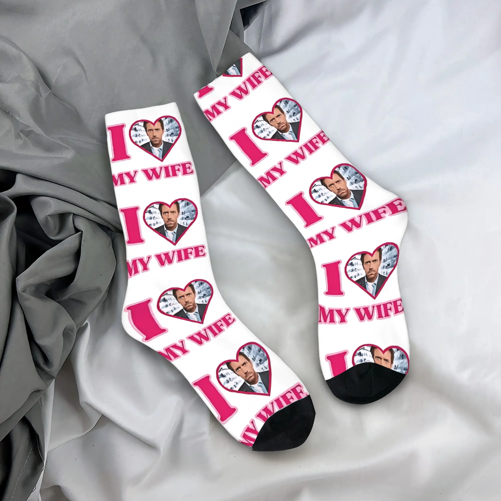 I Love Greg House House MD Socks Autumn  Stockings Funny Men Comfortable Socks Graphic Outdoor Anti Skid Socks