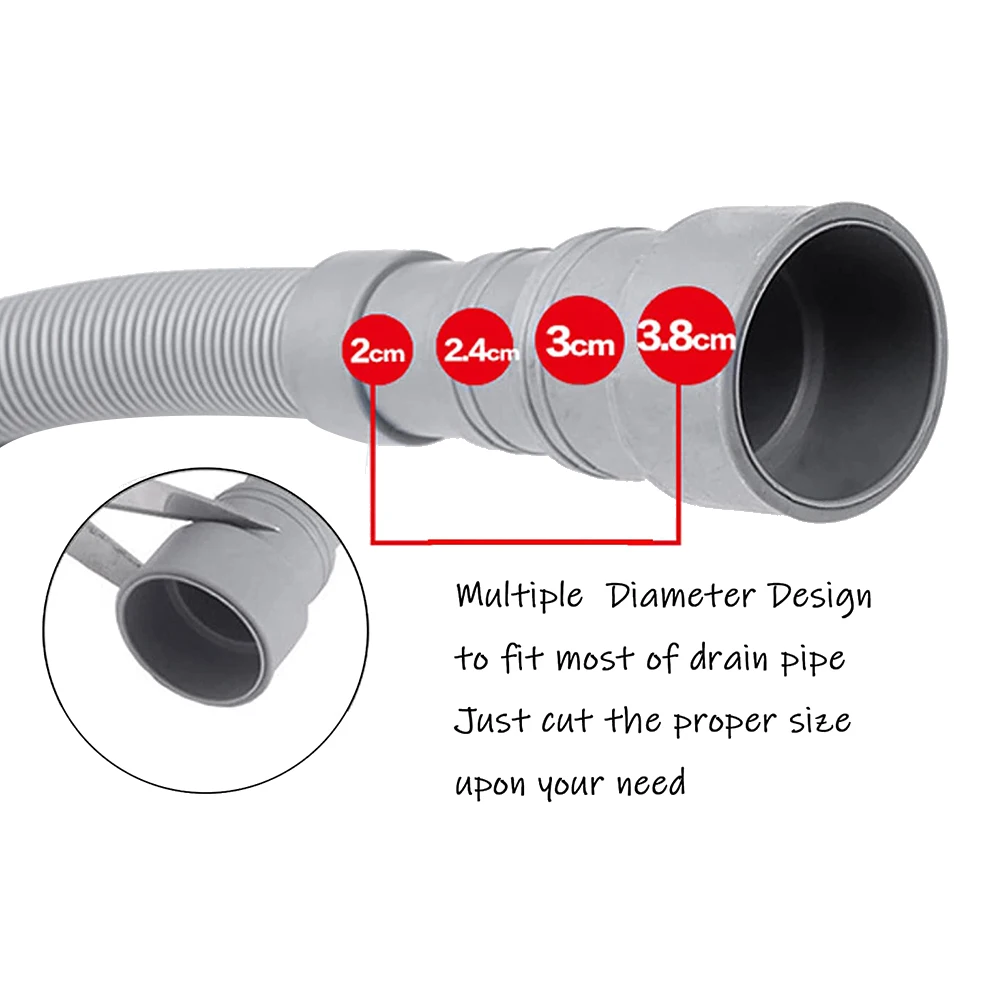 Set di estensioni del tubo di scarico tubo flessibile universale per lavatrice 13Ft, Include connettore del tubo flessibile della staffa e fascette stringitubo dei tubi di scarico