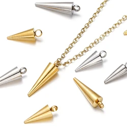 10Pcs/Lot 5MM Stainless Steel Cone Shape Charms Pendants for Handmade DIY Women Man Hoop Earring Jewelry Making Supplies